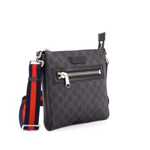 Сумка через плечо Web Strap Front Zip Messenger Bag GG Coated Canvas Small