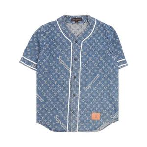 Джерси Louis Vuitton x Supreme Jacquard Denim Baseball Jersey 'Синий'