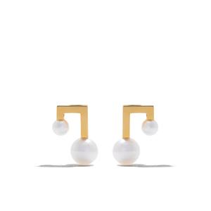 Золотые серьги-гвоздики Balance Note Collection Line с жемчугом