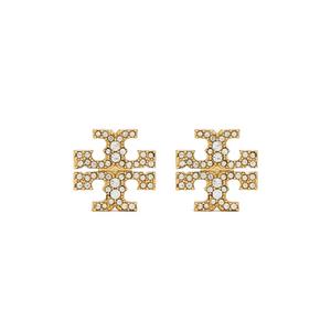 Серьги-гвоздики Kira Pave Crystal T Logo Stud Tory Gold 158535