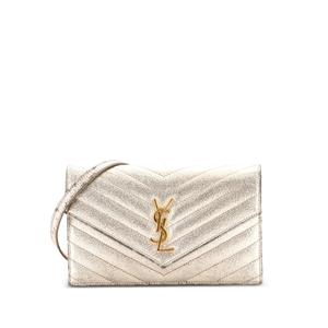 Маленькая сумка через плечо Classic Monogram Wallet on Chain Matelasse Chevron Metallic Leather