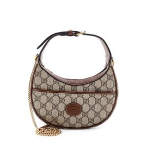 Сумка-хобо Interlocking G Patch Half Moon GG Coated Canvas Mini