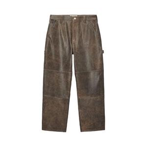 Кожаные брюки Stussy Work Pant Distressed Leather «Коричневый»