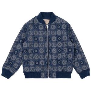 Бомберы Gucci Kids Logo Patterned Denim Bomber Jacket 'Light Blue'