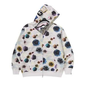 Толстовки на молнии BAPE Floral Camo Shark Relaxed Fit Full Zip Hoodie 'Ivory'