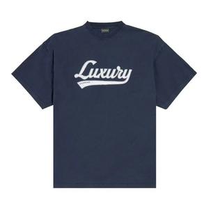 Топы Balenciaga Oversized T-Shirt 'Вымытый темно-синий/Белый'