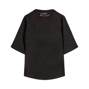 Футболки Palm Angels Doubled Logo Over Tee 'Black/Fuchsia'