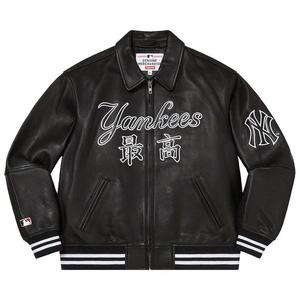 Варсит-куртки Supreme x New York Yankees Kanji Leather Varsity Jacket 'Black'