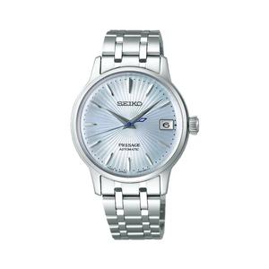 Seiko Presage Cocktail Time 'Skydiving' Ледяной голубой циферблат с солнечным узором Автоматические часы на браслете из нержавеющей стали SRP841J1