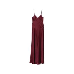 Атласное платье макси на тонких бретелях