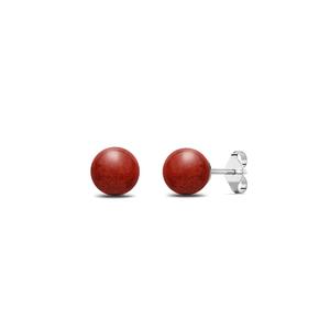 Серьги-гвоздики из стерлингового серебра 925 пробы с красным кораллом