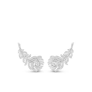 Серьги-клипсы Plume de Paon из белого золота с бриллиантами