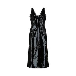 Платья Ferragamo Scoop Neck Patent Leather Midi Dress 'Черный'