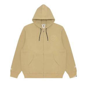 Толстовки на молнии AAPE Moonface Debossed Zip-Up Hoodie 'Ivory/Grey'