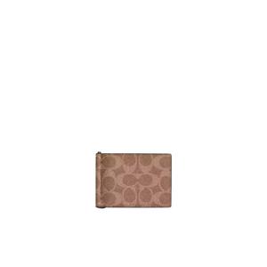 Тонкий зажим для денег Coach Slim Money Clip Wallet Billfold в цвете Tan Black CY059