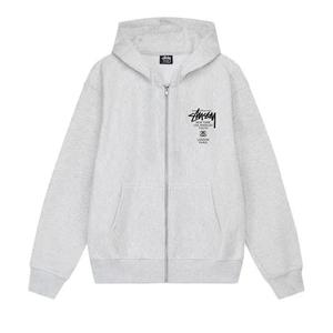 Молнии Stussy World Tour Zip Hoodie 'Ash Heather'