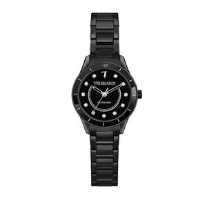 【Гарантия 2 года】Trussardi T-Sky 30 мм Черный циферблат Женские кварцевые часы R2453151501