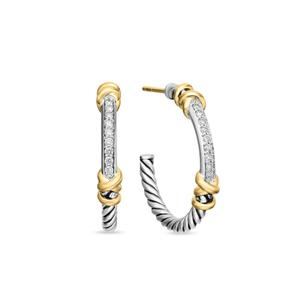 Серьги-кольца Petite Helena Wrap из желтого золота и серебра с бриллиантами