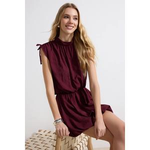 Сливовая юбка-баллон с деталями / короткое / мини-платье тканое Twoss26El139
