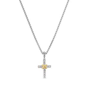 Серебряное колье Petite Cross с бриллиантами (20.8 мм)