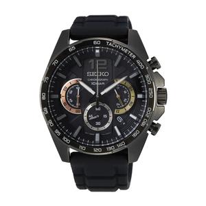 Seiko Conceptual Regular Хронограф Черный циферблат Черный силиконовый ремень Кварцевые часы SSB349P1