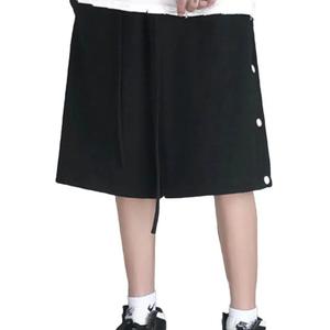 Шорты с боковыми пуговицами и широкими штанинами Side Buttons Wide Leg Shorts A21032317BK