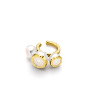 Серьга-кафф M/G Sliced Bezel из желтого золота с жемчугом