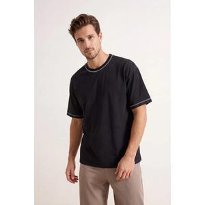 Хлопковая футболка Anthracite Oversize/Широкий крой с эффектом выцветания и деталями строчки Tmnss26Ts00034