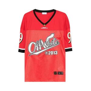 Футболки с коротким рукавом Off-White Type Logo Mesh Football Short-Sleeve T-Shirt 'Красный/Белый'