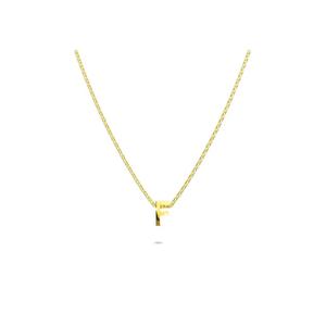 Колье с буквой инициала Initials Brick Alphabet Letter Necklace Gold Layered Steel Jewellery - F