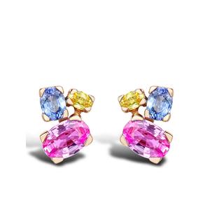 Серьги-гвоздики Rainbow из розового золота с сапфирами