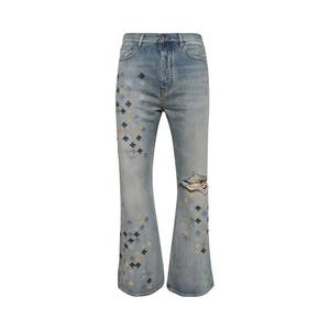 Amiri MA Quad Вышитые расклешенные джинсы «Antique Indigo»