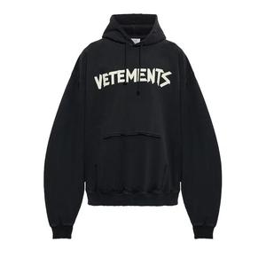 Худи Vetements Tape Logo Destroyed Hoodie 'Faded Black'