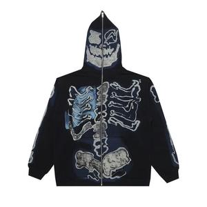 Толстовки на молнии Cactus Jack by Travis Scott For Fragment Skeleton Graffiti Full Zip Hoodie 'Black'