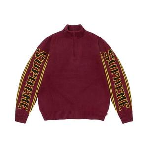 Свитера Supreme Свитер-полувязание с рукавами-жаккард 'Burgundy'