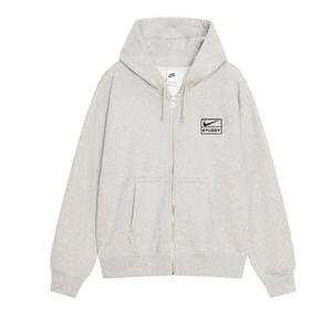 Толстовки на молнии Nike x Stussy Stone Washed Fleece Zip Hoodie 'Grey Heather'