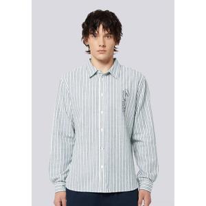 Мужские льняные полосатые рубашки slim fit