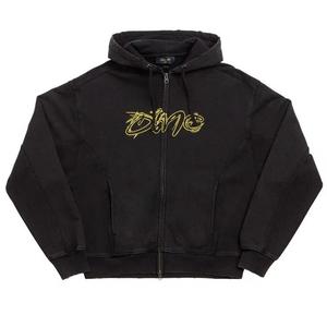 Толстовки на молнии Dime Distressed Terry Zip Hoodie 'Acid Black'