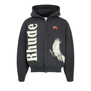 Молнии Rhude Eagle Pass Zip-Up Hoodie 'Винтажный чёрный/Белый'