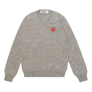 Свитеры Comme des Garçons PLAY Heart V Neck Pullover 'Light Grey'