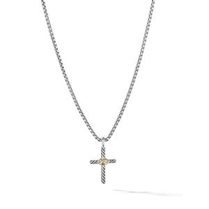 Колье Petite X Cross из серебра и желтого золота (24 мм)