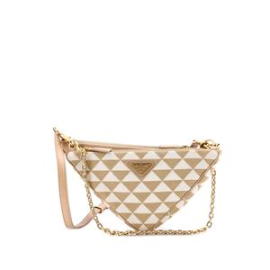 Мини-сумка на плечо Double Symbole Triangle Bag Leather and Jacquard