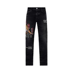 Джинсы Amiri Amiri Varsity Tiger Straight Jean 'Выцветший черный'
