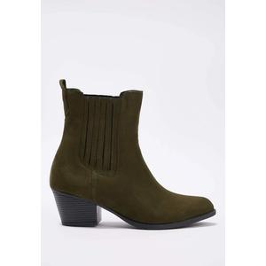 Замшевые женские ковбойские сапоги на каблуке 5,5 см Khaki Takaw26Bo00102