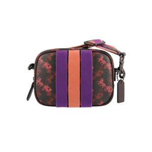 16 With Horse And Carriage Print And Varsity Stripe Camera Bag в цвете Pewter/Black Oxblood