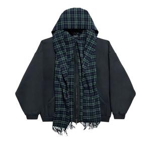 Толстовки на молнии Balenciaga Scarf Zip-Up Hoodie 'Deep Blue/Black'