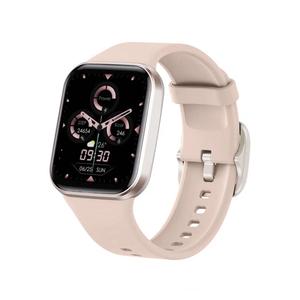 Женские умные часы IOS/Android Silver с ремешком из резины телесного цвета