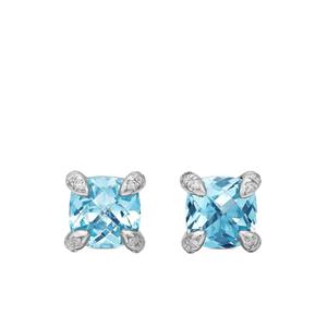 Серебряные серьги Petite Chatelaine с топазом и бриллиантами (6 мм)