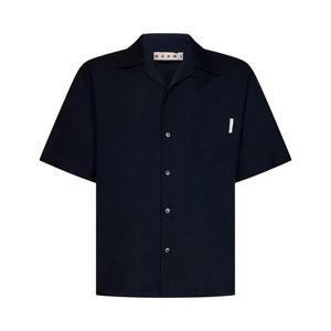 Рубашки на пуговицах Marni Tropical Wool Bowling Shirt 'Blublack'
