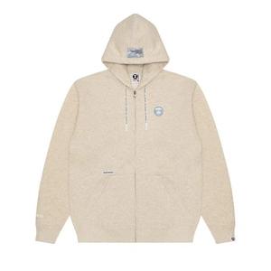 Толстовки AAPE Moonface Patch Zip-Up Hoodie 'Beige/Heather'